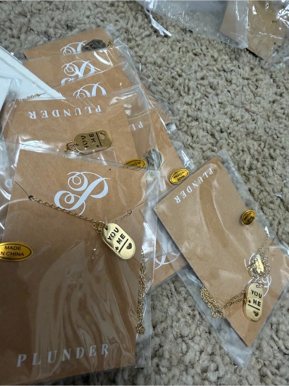 Plunder Gold 'YOU + ME' Pendant Necklace - Gold Tone